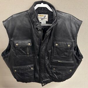 Cabela's Goose Down Insulated Leather Biker Vest Men’s Size 2XL